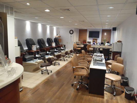 Luxurious manicure and padicure area.