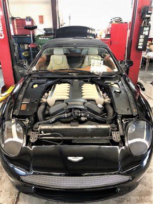 Aston DB7 getting some TLC.