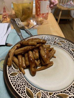 This is the pile of baby corn in the Shrimp and Cashews.