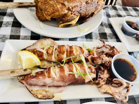 Pusit and crispy pata