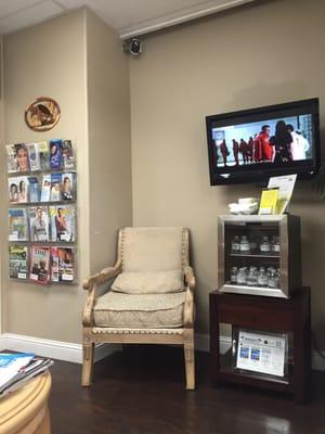 Tv and waters in the front waiting room