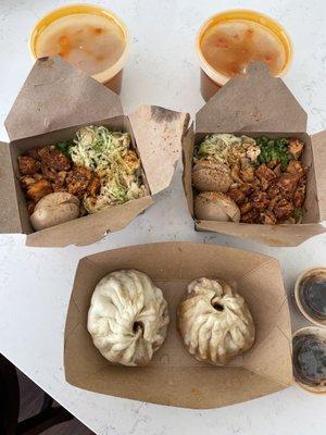 Kimchi and pork belly bao & chicken ramen to-go