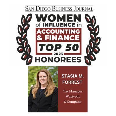 Tax Manager at Wastvedt & Company receives coveted honor in Accounting & Finance.