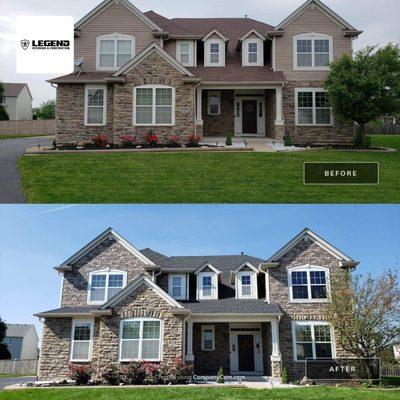 Another Legendary Transformation. New Roof and stone siding.