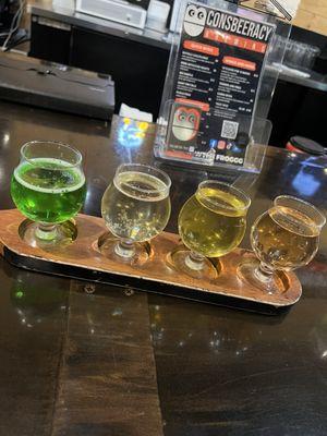 Seltzer flight- green apple, pineapple, mango, peach (maybe not the exact order, green apple was my favorite!)