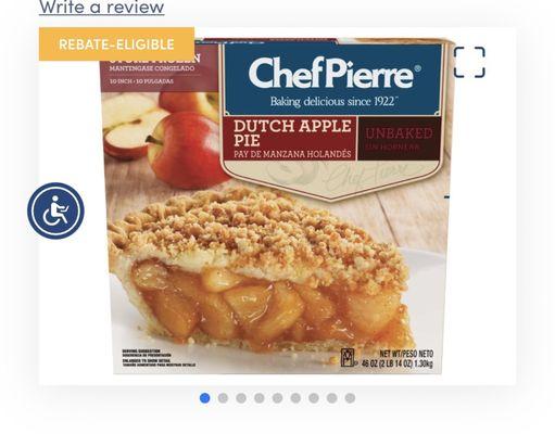 Very disappointed as this is the same Dutch apple pie that I purchased from this location for $20....just a frozen pie :(