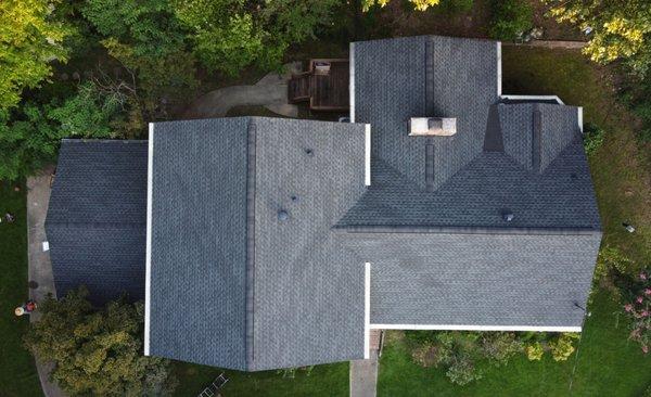 Full roof replacement using GAF Charcoal shingles in Hoover, Alabama