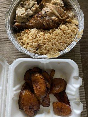 Meal for 1 - rice, Chicken and plantains