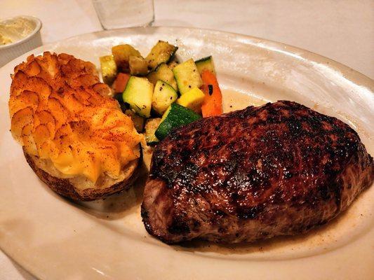 Sirloin steak, twice baked potato