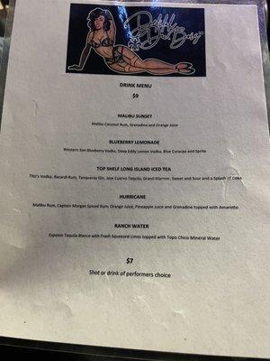 Saturday Night Up Stairs Dinner Drink Menu