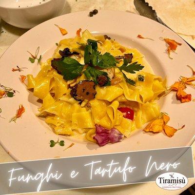 Pappardelle Pasta with sautéed Mushrooms and Black Truffle Crème Sauce