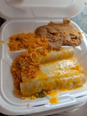 #6 Enchilada Plate, $12.99 prior to tax. Requested enchilada sauce be placed on the side (which is not shown)