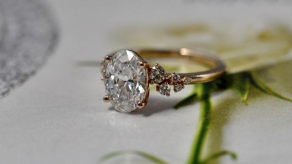 Cluster with Rose Gold ring engagement ring.