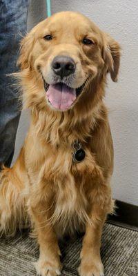 Murphy has a big smile when he goes to Dawn House!