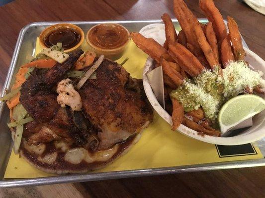 Half Chicken with Sweet Potato Fries