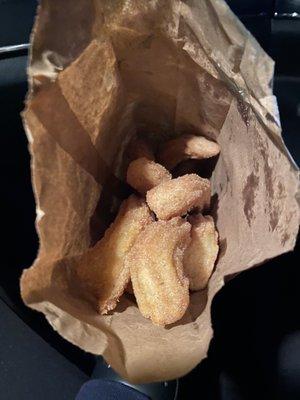 Cinnamon sugar churros $5.00 a bag