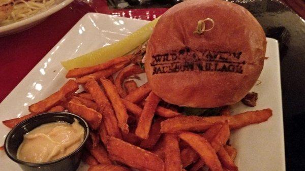 Pull Pork Sammy with Sweet Potatoe Fries - this is the front - so cute with the branding!