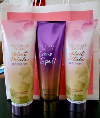 3 for $30 (Semi-Annual Sale, July 2021): Used my $10 off coupon to buy Mom Body Lotions in Velvet Petals & Love Spell scents. She loved it!