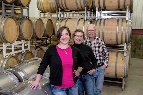 The family in the winery.