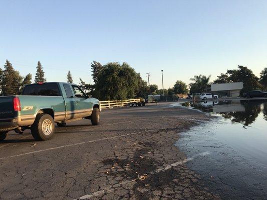 Flooded parking lot