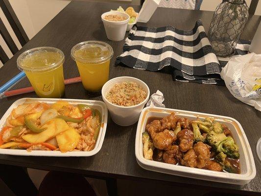 Mango chicken and general Tao's