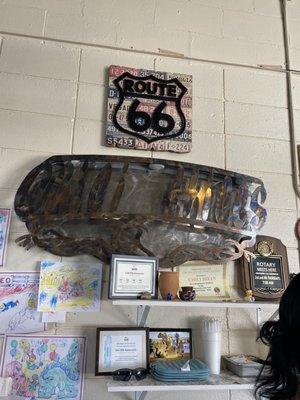 Inside Cashier Area Route 66 sign