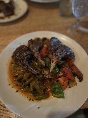 Lamb Chops with Lebanese Green beans and mixed vegetables