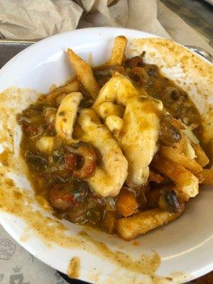 Swamp fries. Topped with pepper jack cheese and crawfish Étouffée