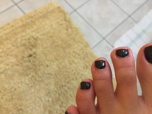 Pedicure- Not okay, the polish isn't painted close to the cuticle and the top coat looks funny.