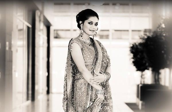 Solo portrait of bride outside the reception hall in UNLV, Las Vegas, Nevada