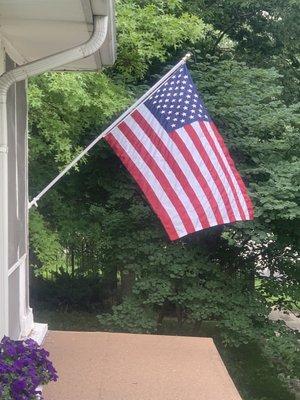 The whole flag setup at our home, all purchased at All Nations Flag.