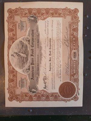 Antique stock certificate