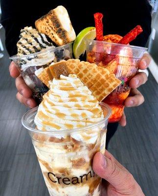 Choose a signature Creation or customize your scoop! Featured: Sea Salt Caramel Crunch, Campfire S'Mores, and Mangonada