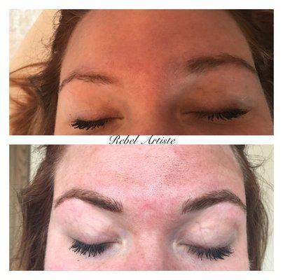 Before & After first session of microblading