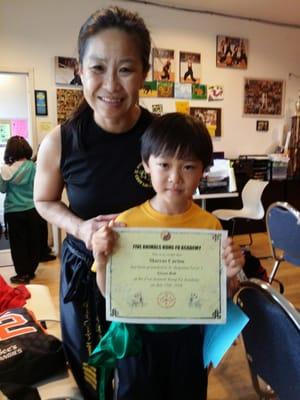 Thank you Five Animals Kung Fu for all you have done for our son.     At 7 years old, he is mature, confident and disciplined.  Thank you!