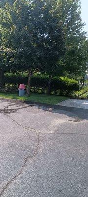 Picnic tables out behind business