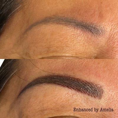 Old tattoo coverup. Microblading and Shading.