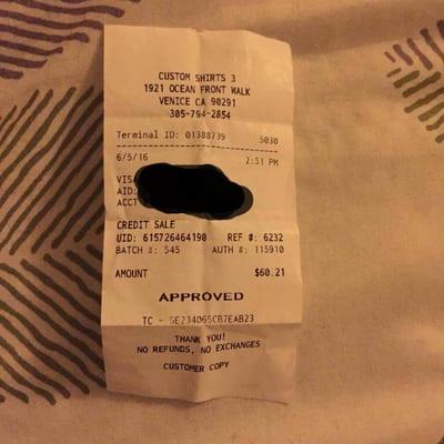 Address and receipt of the store. Does not even say what are you being charged for.