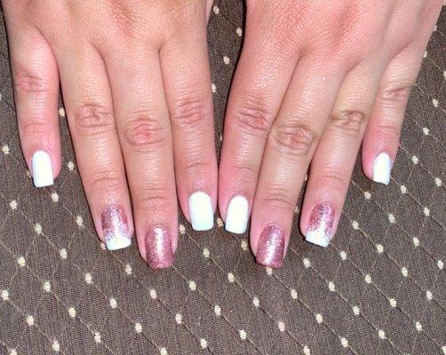 OPI White shellac ORLY Frost Smitten pink glitter