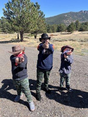 The boys in their hats.