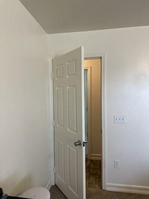 installation of new door with paint moldings