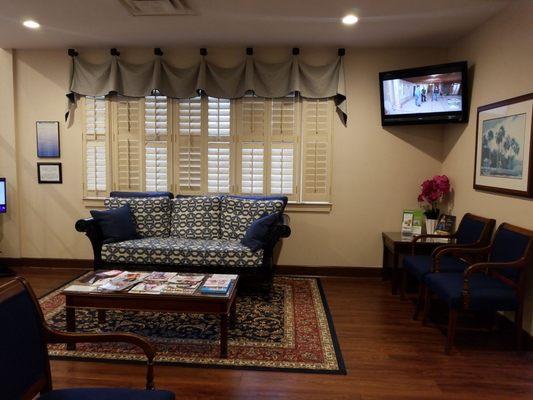 Inviting waiting room for you to feel comfortable & relax. However,  not to comfortably that you place your on the  #hint