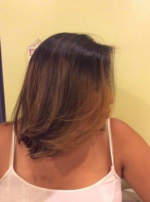 ombré on very dark brown hair + bob