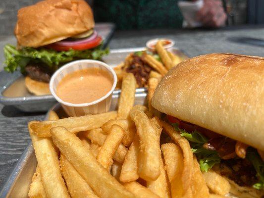 Cheese Burger and Shane-Ful Chicken Sandwich