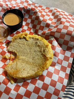 Mini quesadilla with chipotle sauce