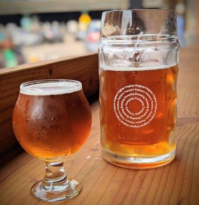 A stein and the cutest 5oz glass of their Octoberfest beer