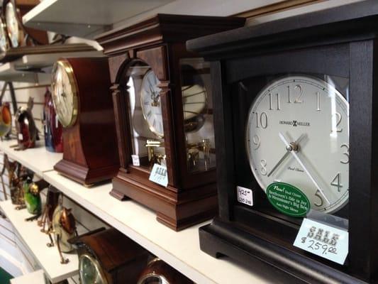 Shelves and shelves of clocks.