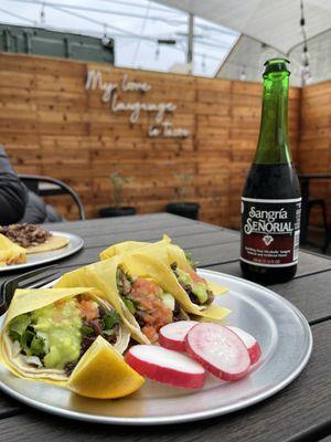 Asada Tacos with Sangria at the back seating area