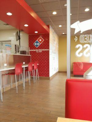 You don't THINK about eating inside a Domino's, but this place is completely set up for a nice meal.