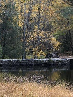 Beautiful manmade pond and water wheel